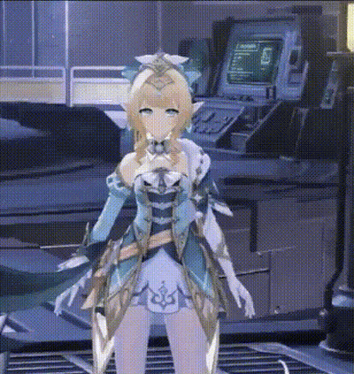 Cartoon Girl Standing In Front Of Computer Monitor GIF