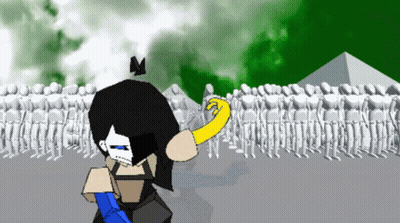 Cartoon Girl Standing In Front Of Crowd GIF