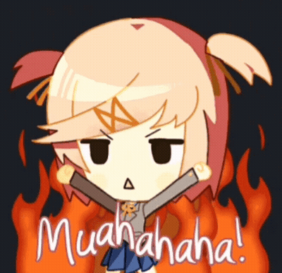 Cartoon Girl Standing In Front Of Fire Muahaha GIF