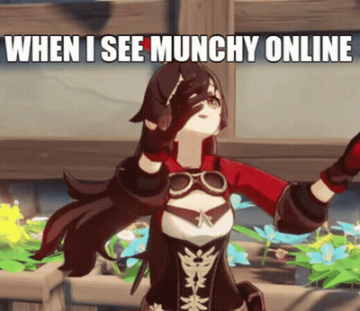 Cartoon Girl Standing In Front Of Flowers Saying When I See Munchy Online GIF