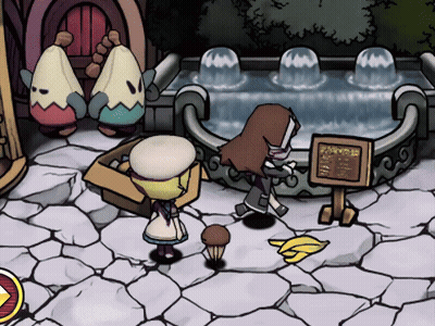 Cartoon Girl Standing In Front Of Water Fountain GIF