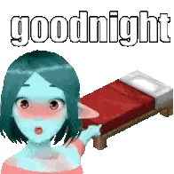 Cartoon Girl Standing Next To Bed Goodnight Sticker
