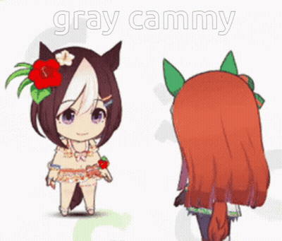Cartoon Girl Standing Next To Horse Gray Cammy GIF