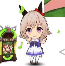 Cartoon Girl Standing Next To Jukebox GIF