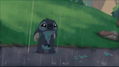 Cartoon Girl Standing Next To Shark In Rain GIF