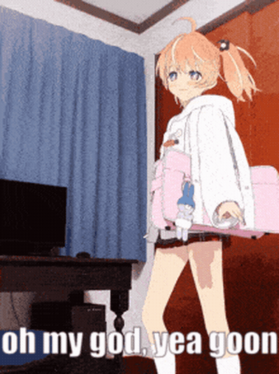 Cartoon Girl Standing With Oh My God Yea Goon GIF