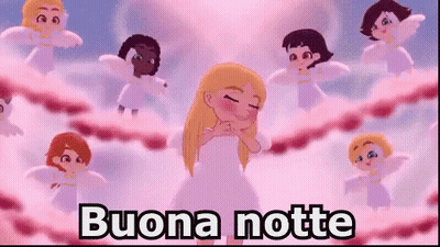 Cartoon Girl Surrounded By Angels Buona Notte GIF