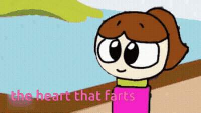 Cartoon Girl The Heart That Farts GIF
