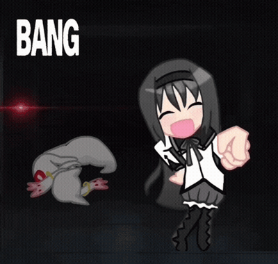 Cartoon Girl Thumbs Up Saying Bang Bang GIF