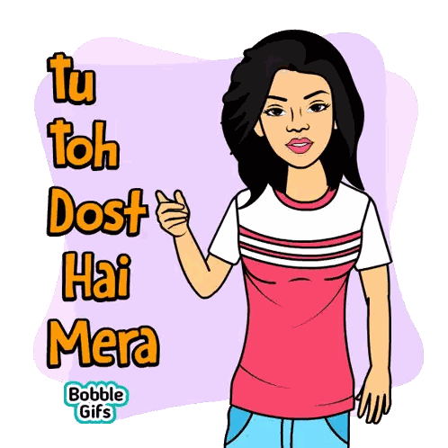 Cartoon Girl Tu Toh Dost Hai Mera Sticker