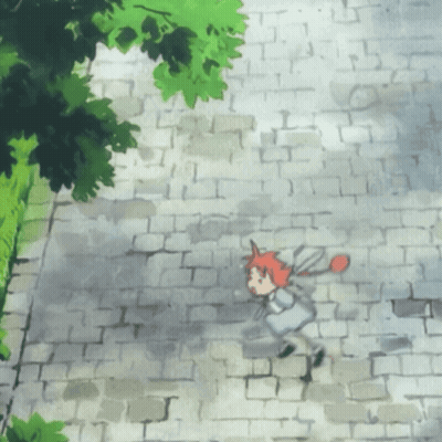 Cartoon Girl Walking On Sidewalk GIF