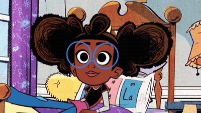 Cartoon Girl Wearing Glasses Lying On Bed GIF