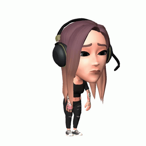 Cartoon Girl Wearing Headphones And Tattoo GIF