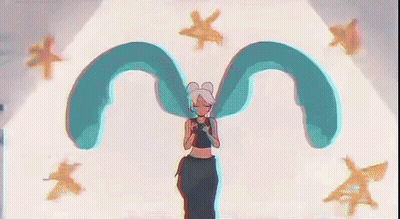 Cartoon Girl Wearing Headphones Looking At Camera GIF