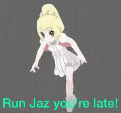 Cartoon Girl White Dress Running Run Jaz You're Late GIF