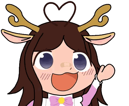 Cartoon Girl With Antlers And Heart In Hair Sticker