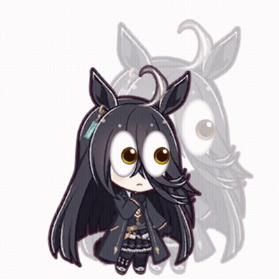 Cartoon Girl With Big Eyes And Horse Behind Her GIF