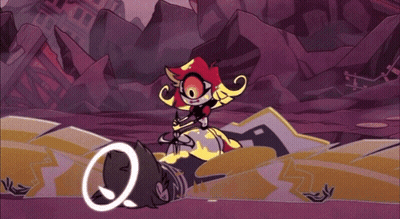 Cartoon Girl With Big Red Eye And Letter Q GIF