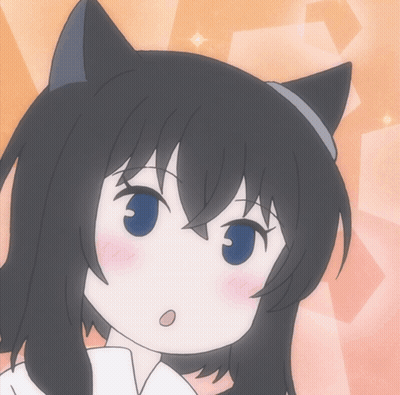 Cartoon Girl With Black Hair And Cat Ears Surprised GIF