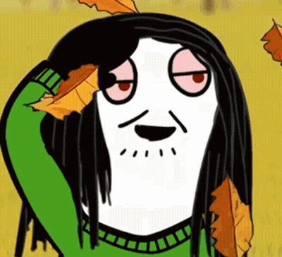 Cartoon Girl With Black Hair Holding Leaf GIF