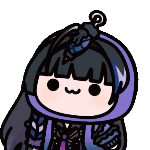 Cartoon Girl With Black Hair Sticker
