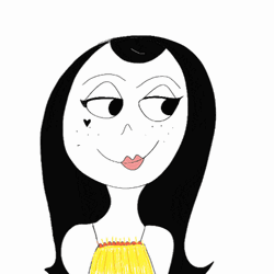 Cartoon Girl With Black Heart GIF