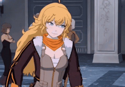 Cartoon Girl With Blonde Hair And Blue Eyes In Hallway GIF