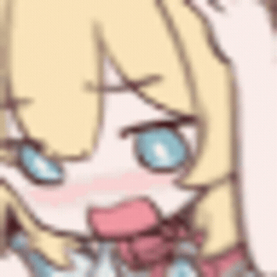 Cartoon Girl With Blonde Hair and Blue Eyes in Pink Scarf