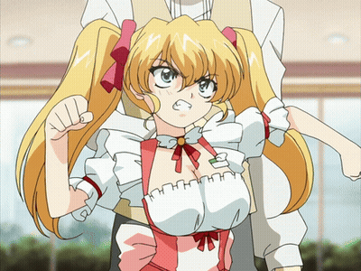 Cartoon Girl With Blonde Hair And Red Bow GIF