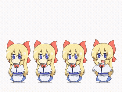 Cartoon Girl With Blonde Hair And Red Bows GIF