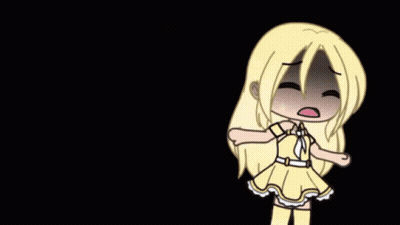 Cartoon Girl With Blonde Hair And Yellow Dress In Dark Room GIF
