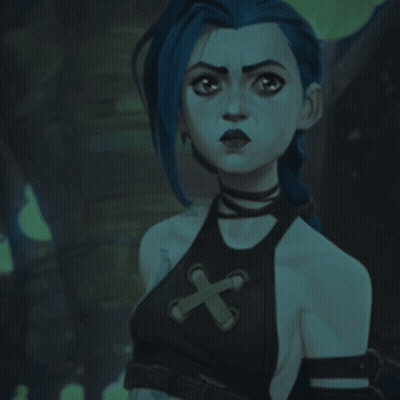 Cartoon Girl With Blue Hair And Cross Top GIF