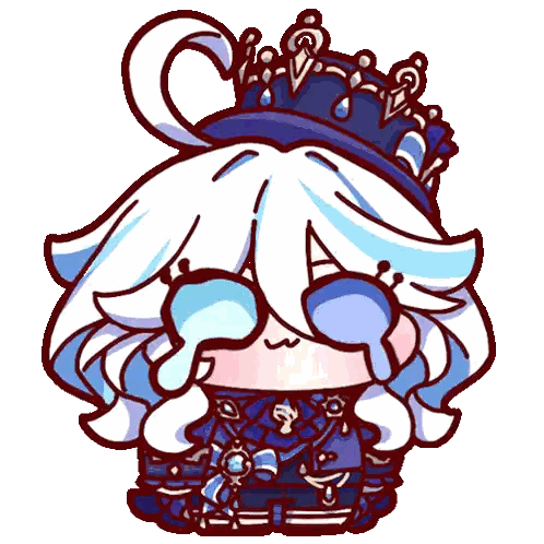 Cartoon Girl With Blue Hair And Crown Sticker