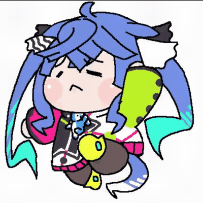 Cartoon Girl With Blue Hair And Green Tail GIF