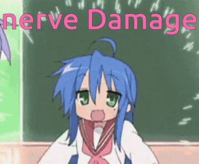 Cartoon Girl With Blue Hair And Nerve Damage GIF