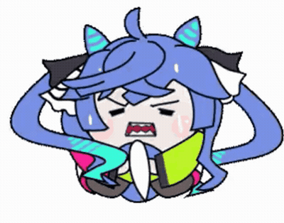 Cartoon Girl With Blue Hair And Ponytail GIF