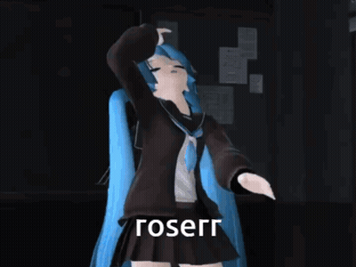 Cartoon Girl With Blue Hair And Roserr GIF