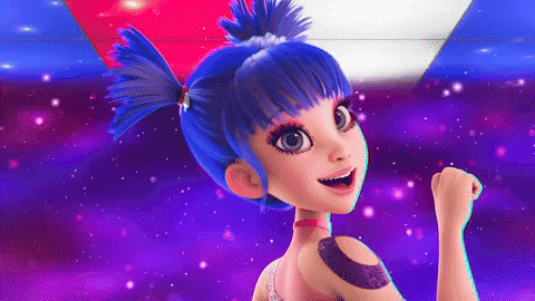 Cartoon Girl With Blue Hair Dancing GIF
