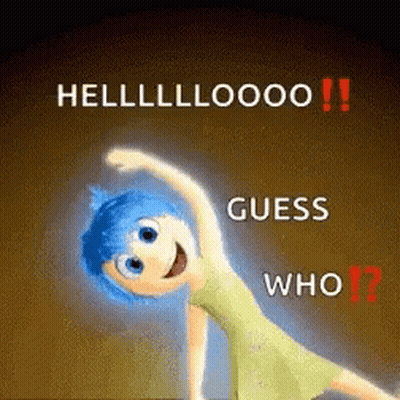 Cartoon Girl With Blue Hair Doing Yoga Saying Guess Who GIF