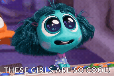 Cartoon Girl With Blue Hair Saying These Girls Are So Cool GIF