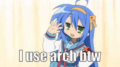 Cartoon Girl With Blue Hair Says I Use Arch BTW GIF