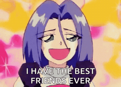 Cartoon Girl With Blue Hair Smiling GIF