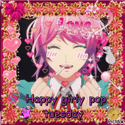 Cartoon Girl With Blue Hair Smiling And Earrings GIF