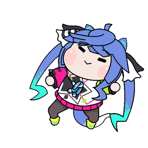 Cartoon Girl With Blue Ponytail Sticker