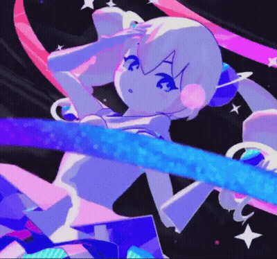 Cartoon Girl With Blue Ribbon Around Waist GIF