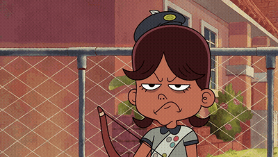 Cartoon Girl With Bow and Arrow Standing in Front of Fence