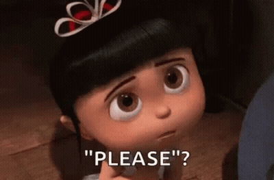 Cartoon Girl With Bow Asking Please GIF
