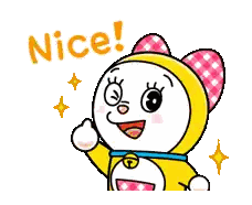 Cartoon Girl With Bow Says Nice Sticker