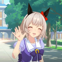 Cartoon Girl With Bow Waving GIF