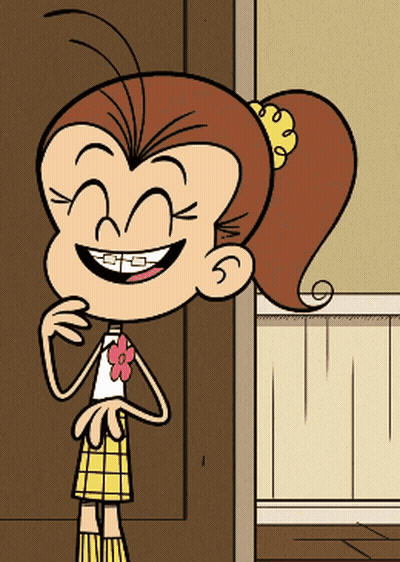 Cartoon Girl With Braces And Flower Smiling GIF